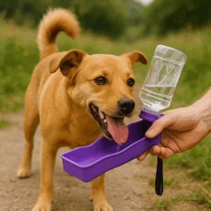 Trinkflasche für Hunde – tragbar mit Napf | Ideal für unterwegs | Verschiedene Farben erhältlich